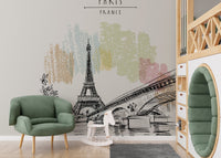 Eiffel Tower drawing wallpaper for walls - Giffywalls B165