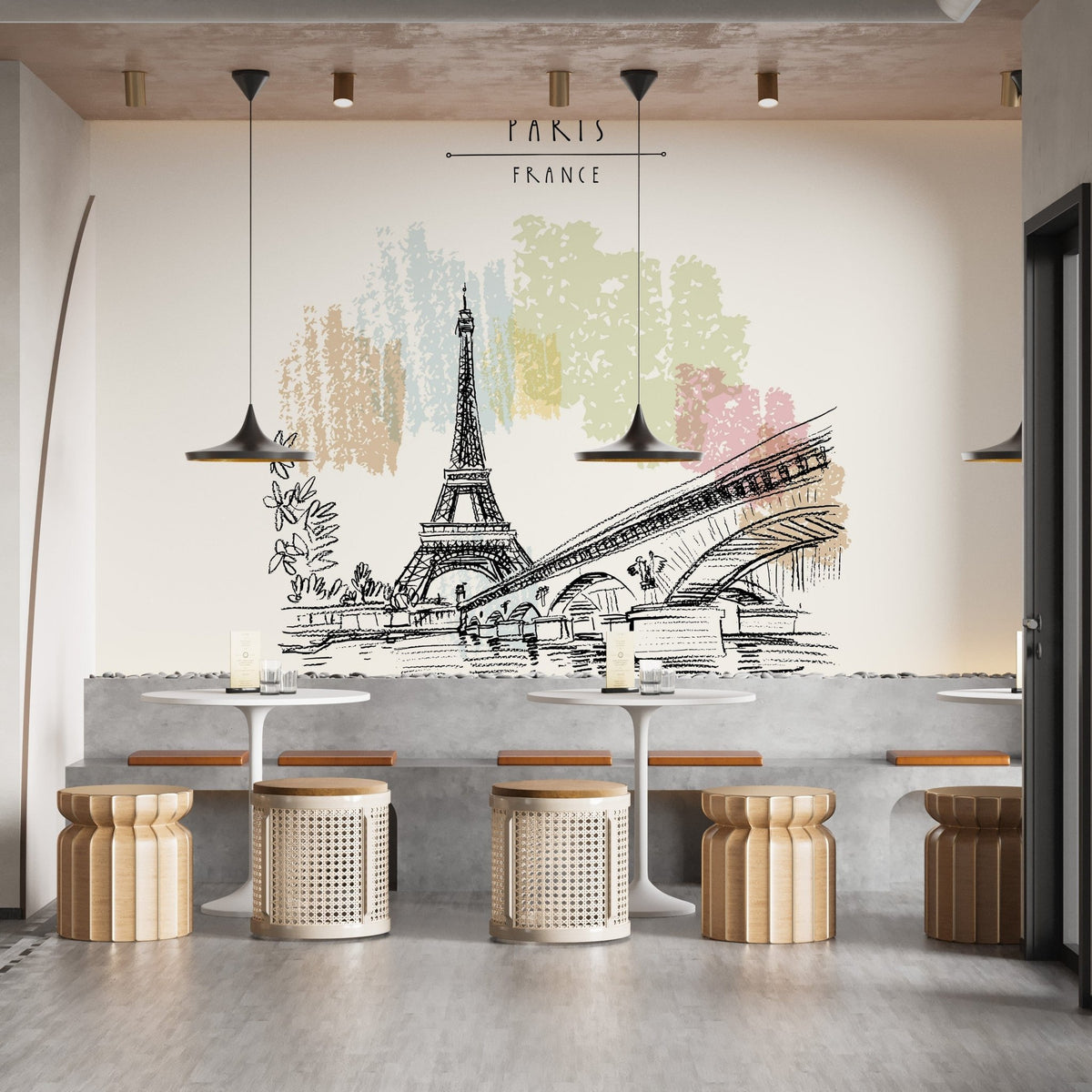 Eiffel Tower drawing wallpaper for walls B165