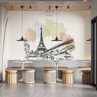 Eiffel Tower drawing wallpaper for walls B165