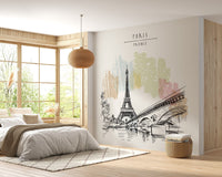 Artistic Eiffel Tower drawing wallpaper mural B165
