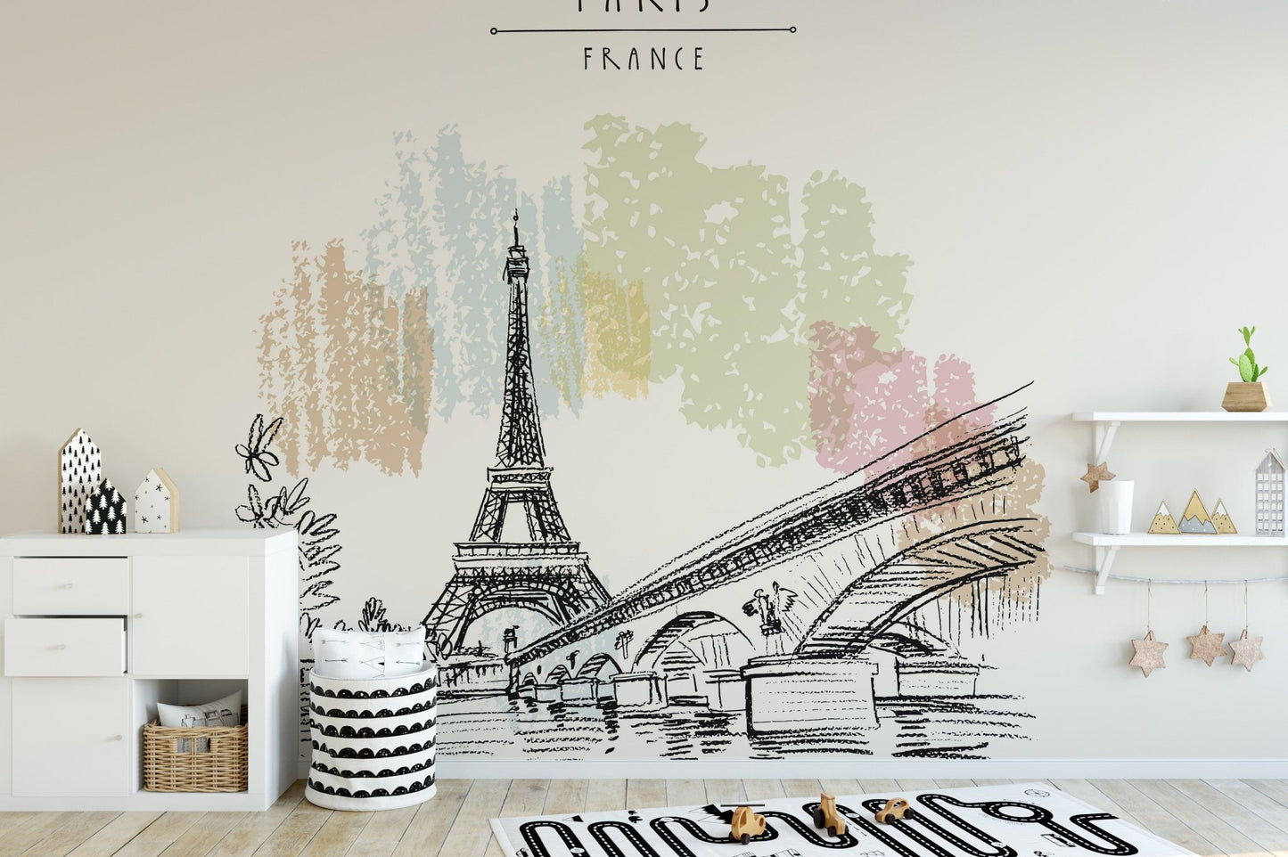 Eiffel Tower drawing wallpaper for walls - Giffywalls B165
