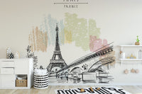 Eiffel Tower drawing wallpaper for walls - Giffywalls B165