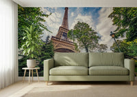 Along the hallway, Eiffel Tower Greens wall mural creates a vertical focal view