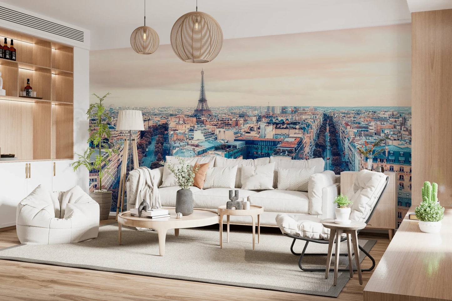 Eiffel Tower View Wall Mural city skyline art for a contemporary lounge