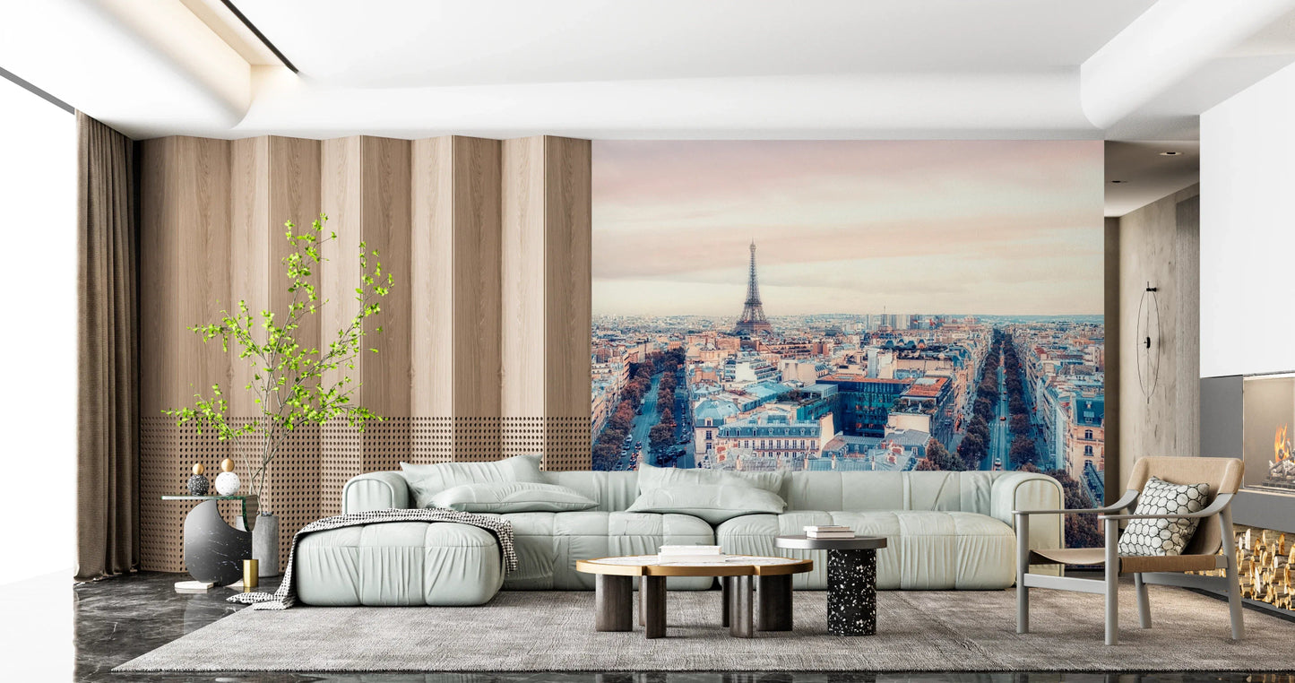 Elegant urban landscape Eiffel Tower View Wall Mural for a feature wall
