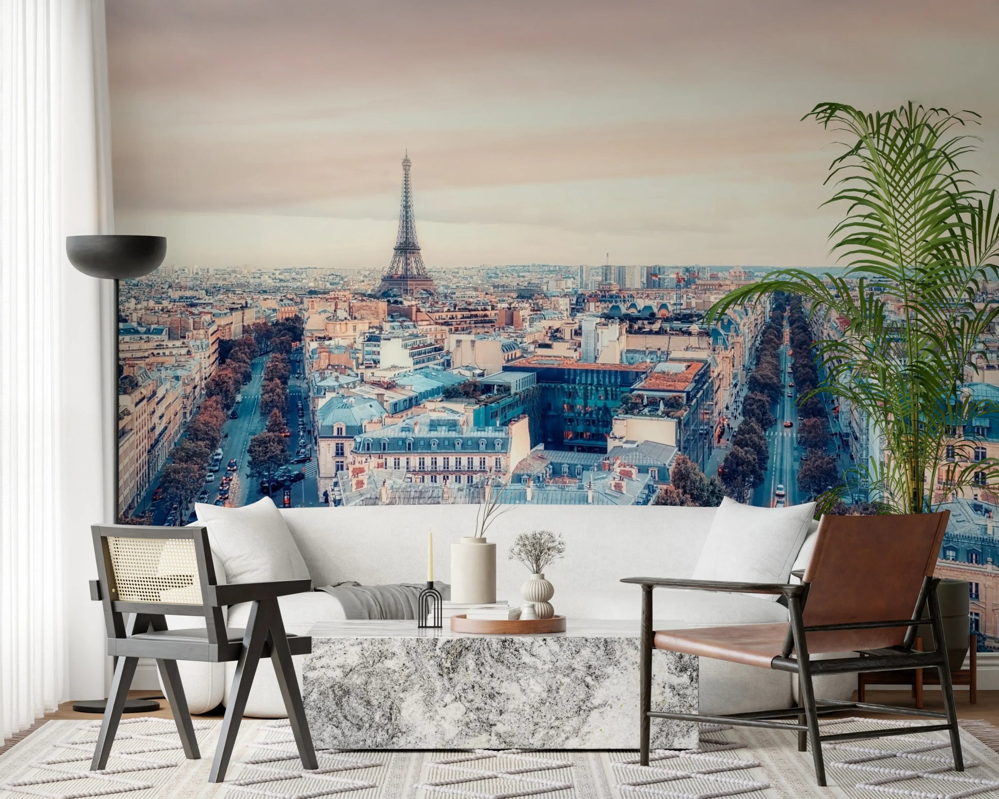 Classic Parisian architecture Eiffel Tower View Wall Mural for a home office