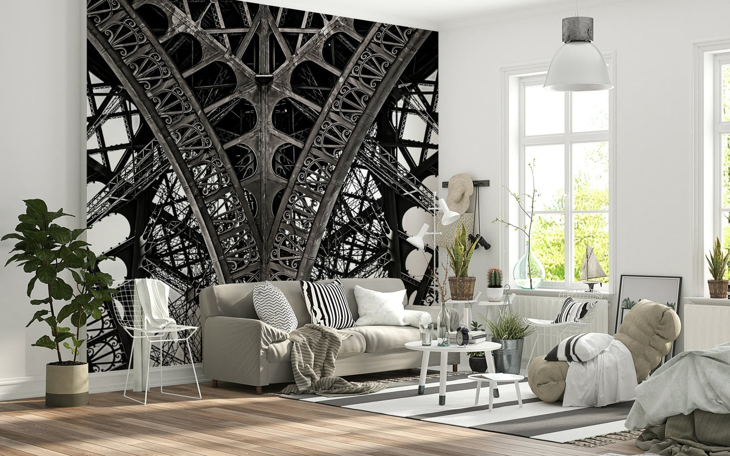 Iconic French monument wall mural for a master bedroom headboard backdrop wallpaper.