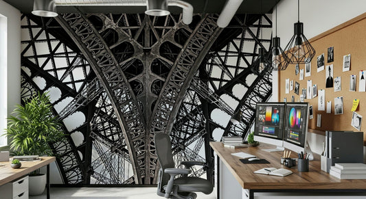 Modern urban landscape wallpaper for a stylish studio apartment wall mural.