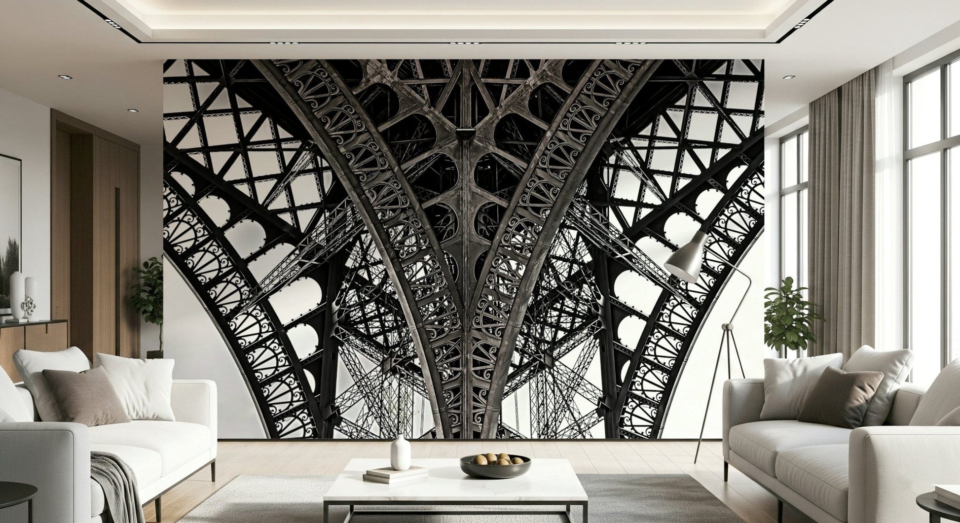 Classical Parisian architecture wall mural for a sophisticated home office wallpaper.