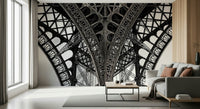 Eiffel's Ascent Wall Mural in a minimalist dining area for an accent wall wallpaper.