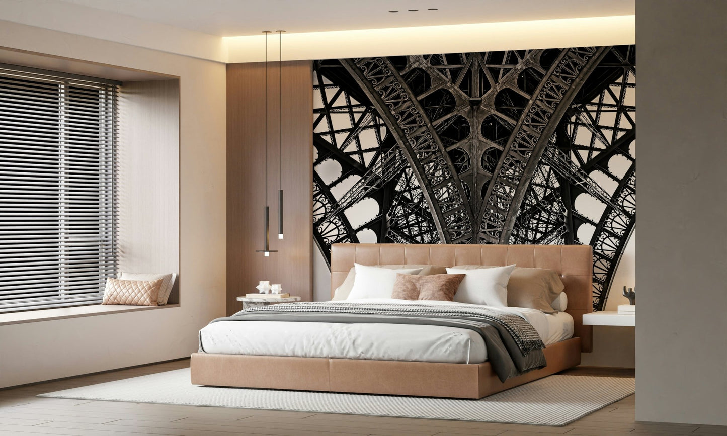 Artistic black and white tower design for a quiet study wall mural wallpaper.