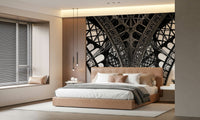 Artistic black and white tower design for a quiet study wall mural wallpaper.