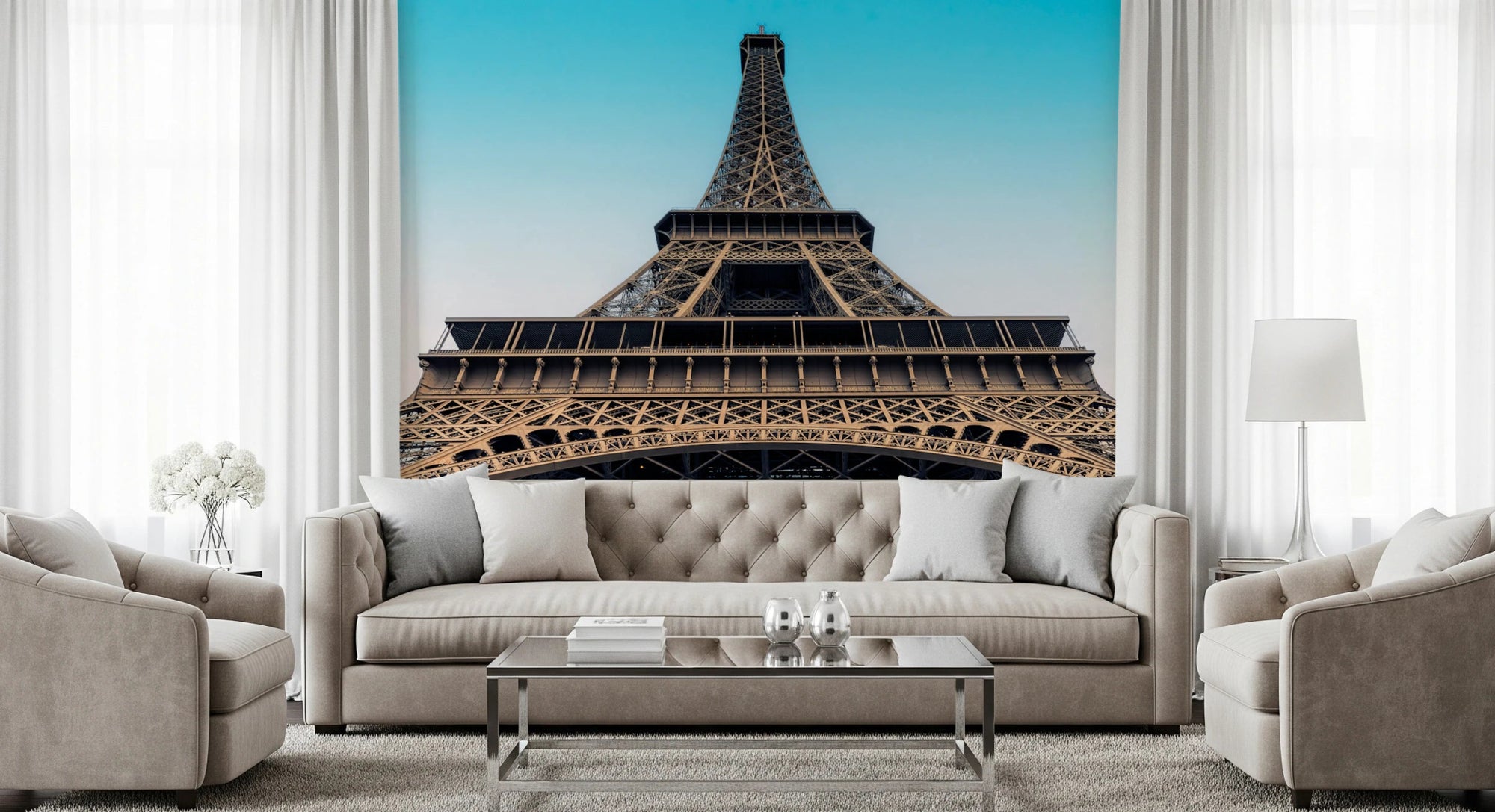 Eiffel Tower Paris wallpaper viewed from ground angle, GD8208