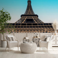 Paris wallpaper with architectural iron lattice design