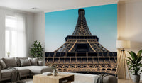 Eiffel Tower wall mural with blue sky background