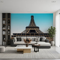 Paris wallpaper for modern living room feature wall