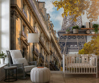 nursery focus benefits from Eiffel's Golden Hour wall mural city depth