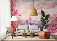 Eiffel's Rosy Haze Wall Mural for creating a romantic feature wall in a flat, GD8371