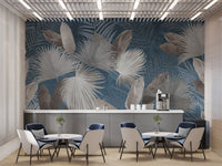Elegant El Dorado blue wall mural design, C183