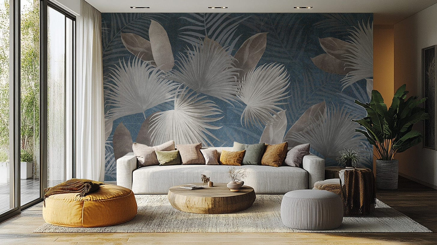 Sophisticated blue mural for serene interiors, C183
