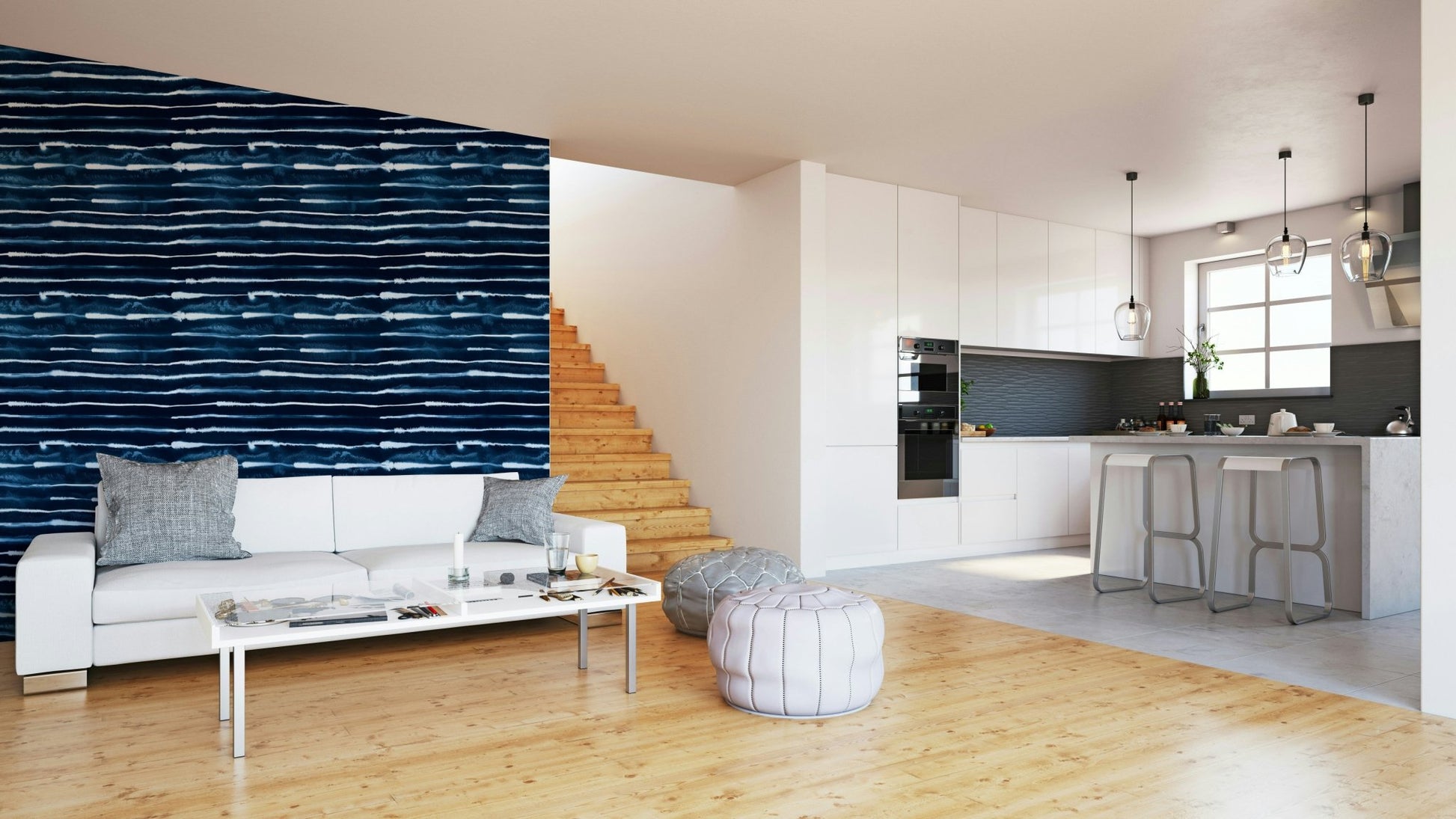 Hand-painted stripe wallpaper

