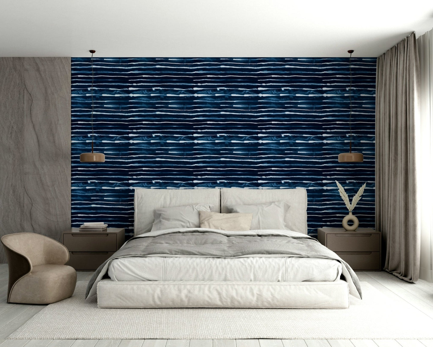 Inky navy wall mural design

