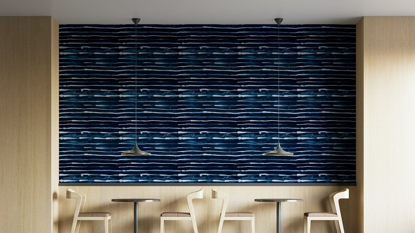 Navy ink stripe wall mural

