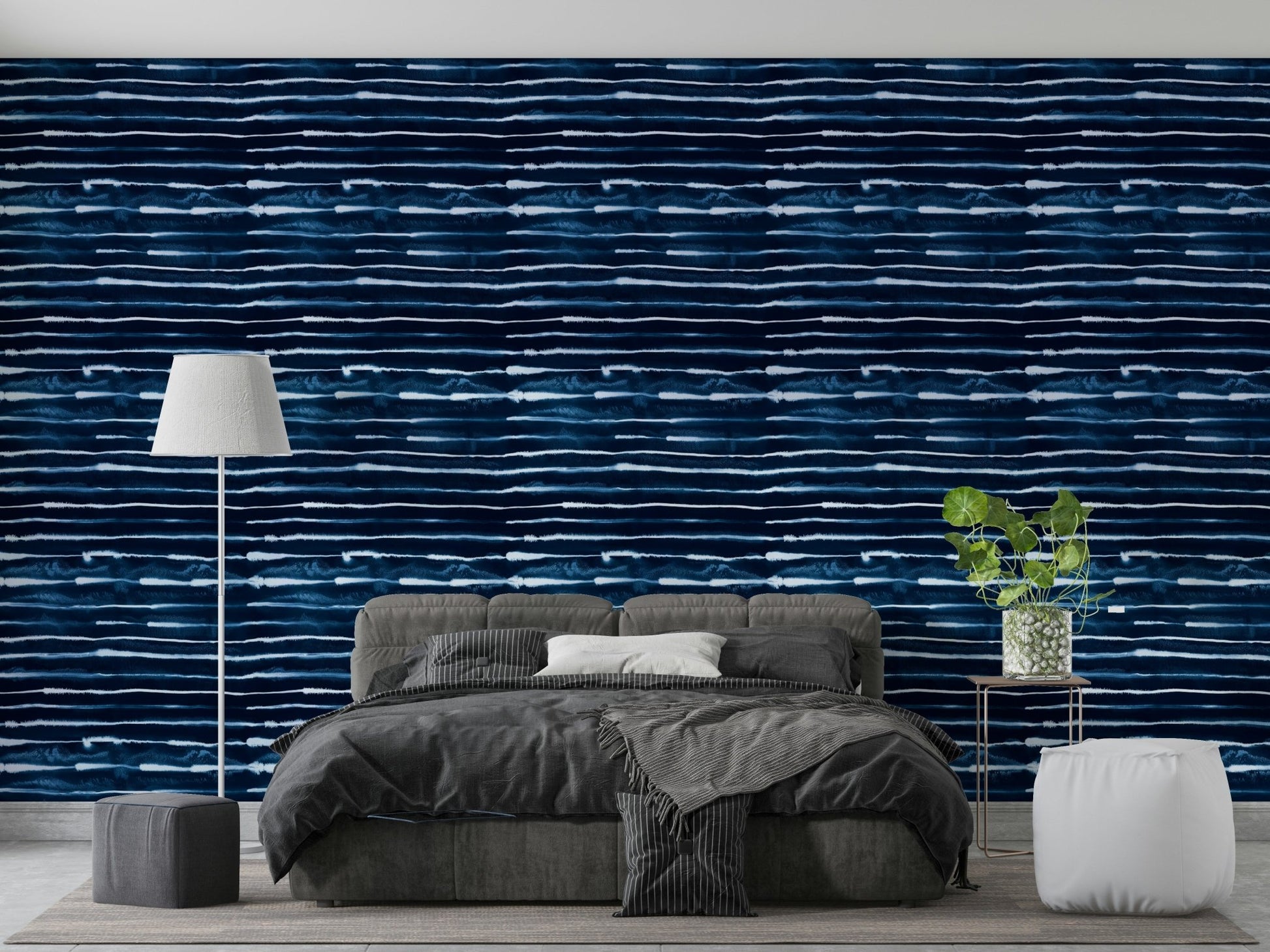 Modern navy stripe wallpaper

