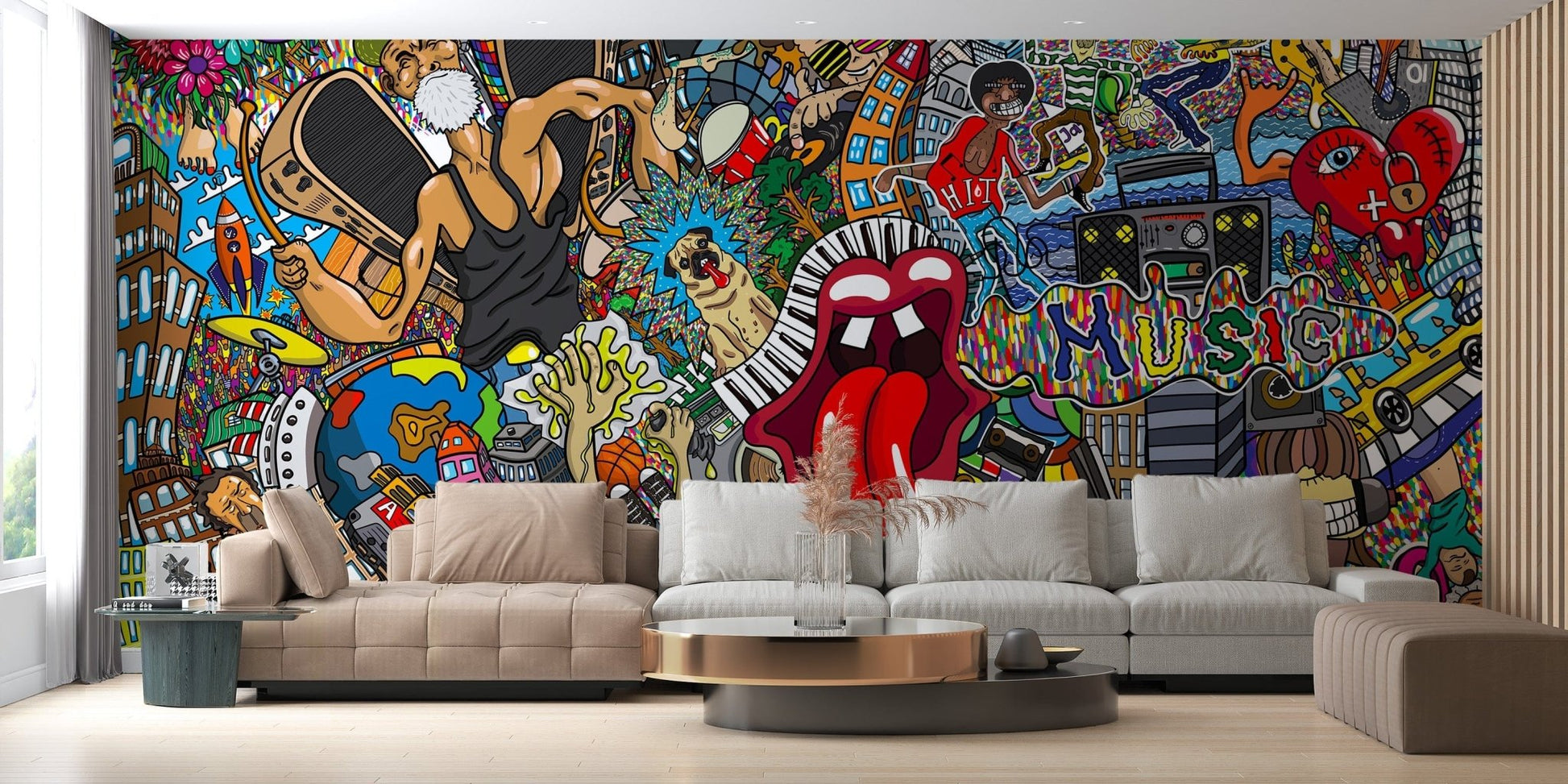 Electric Music Collage Graffiti Wall Mural - Giffywalls