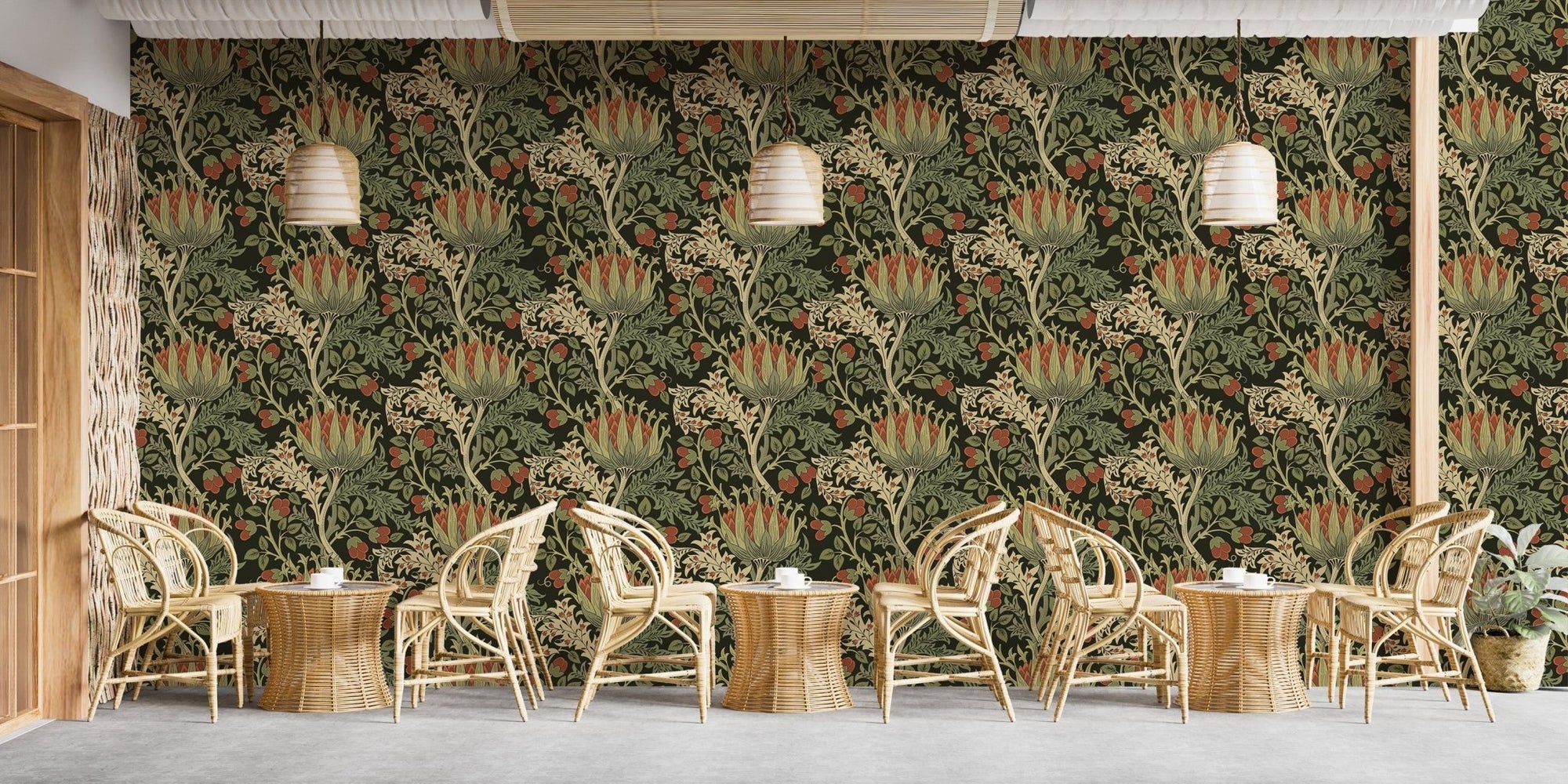 Vintage floral wallpaper with intricate design, B429