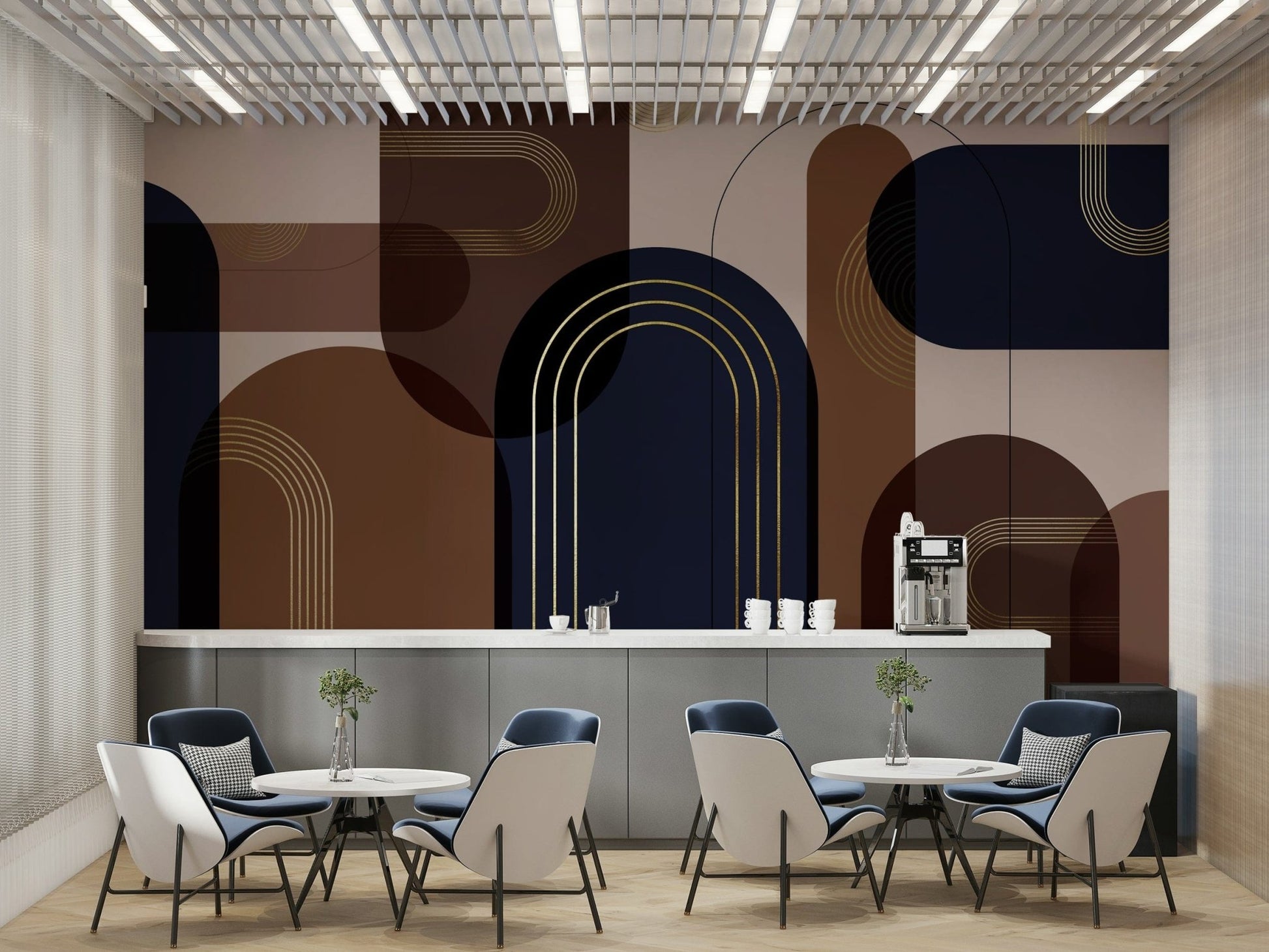 Abstract dark academia wall design

