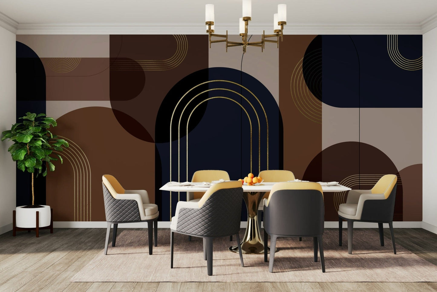 Arched pattern dark wall wallpaper

