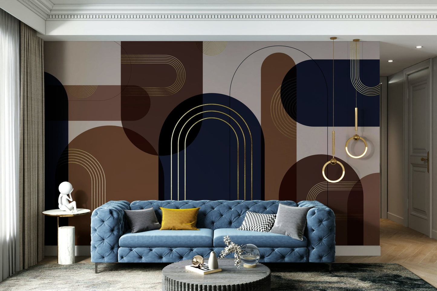 Modern arches in deep color mural

