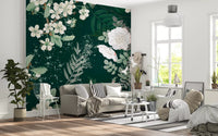 Hallway finished in Elegance of the Forest Blossom wall mural and leafy detail