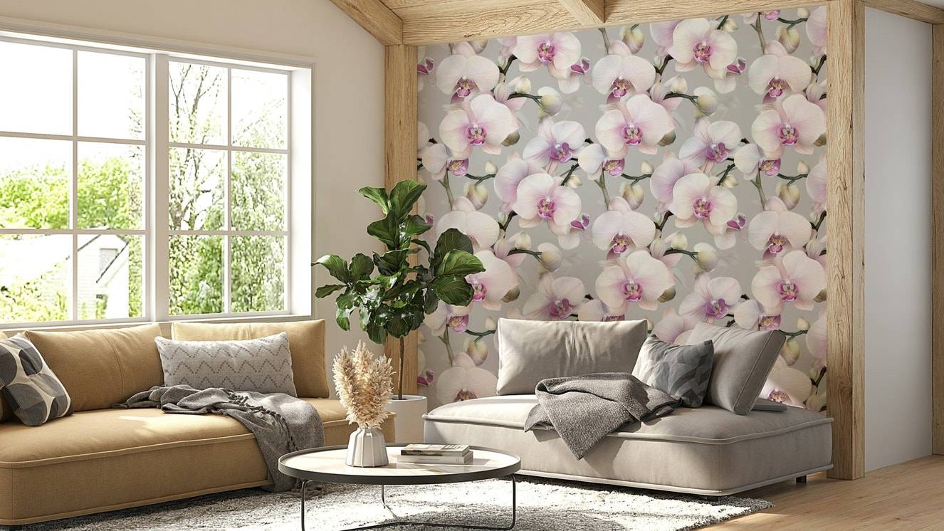 Vibrant orchid wallpaper for a sophisticated touch.


