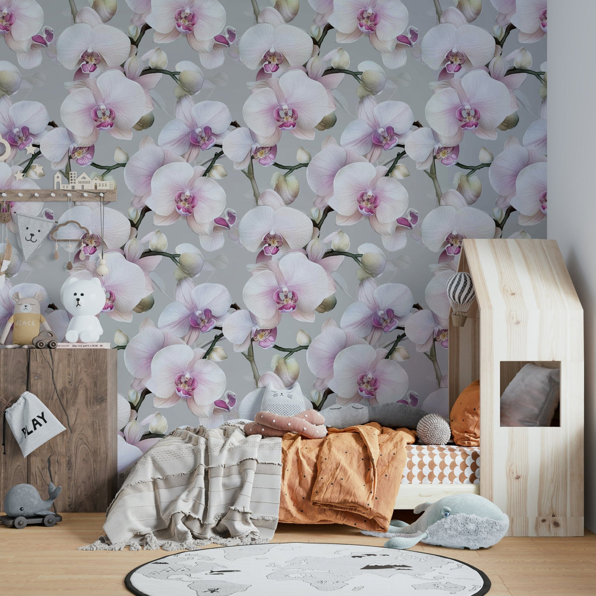 Elegant orchid wallpaper for luxury interiors., GD1739