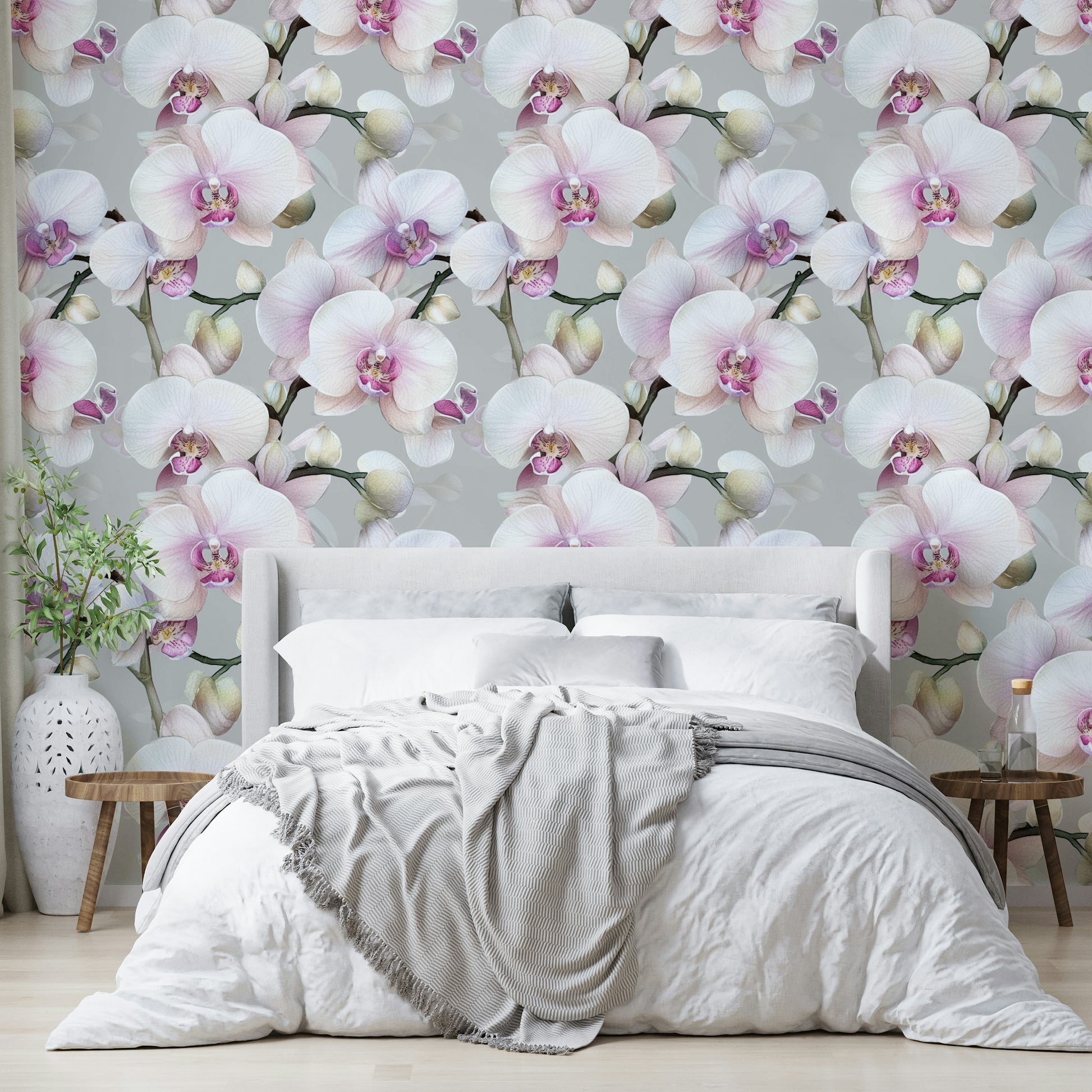 Orchid wall decor with a luxurious floral touch.

