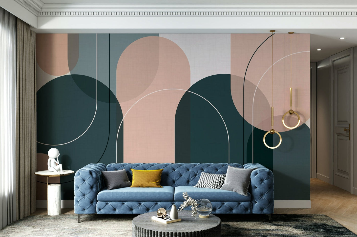 Calming pastel arches wall mural for contemporary design., GD1806