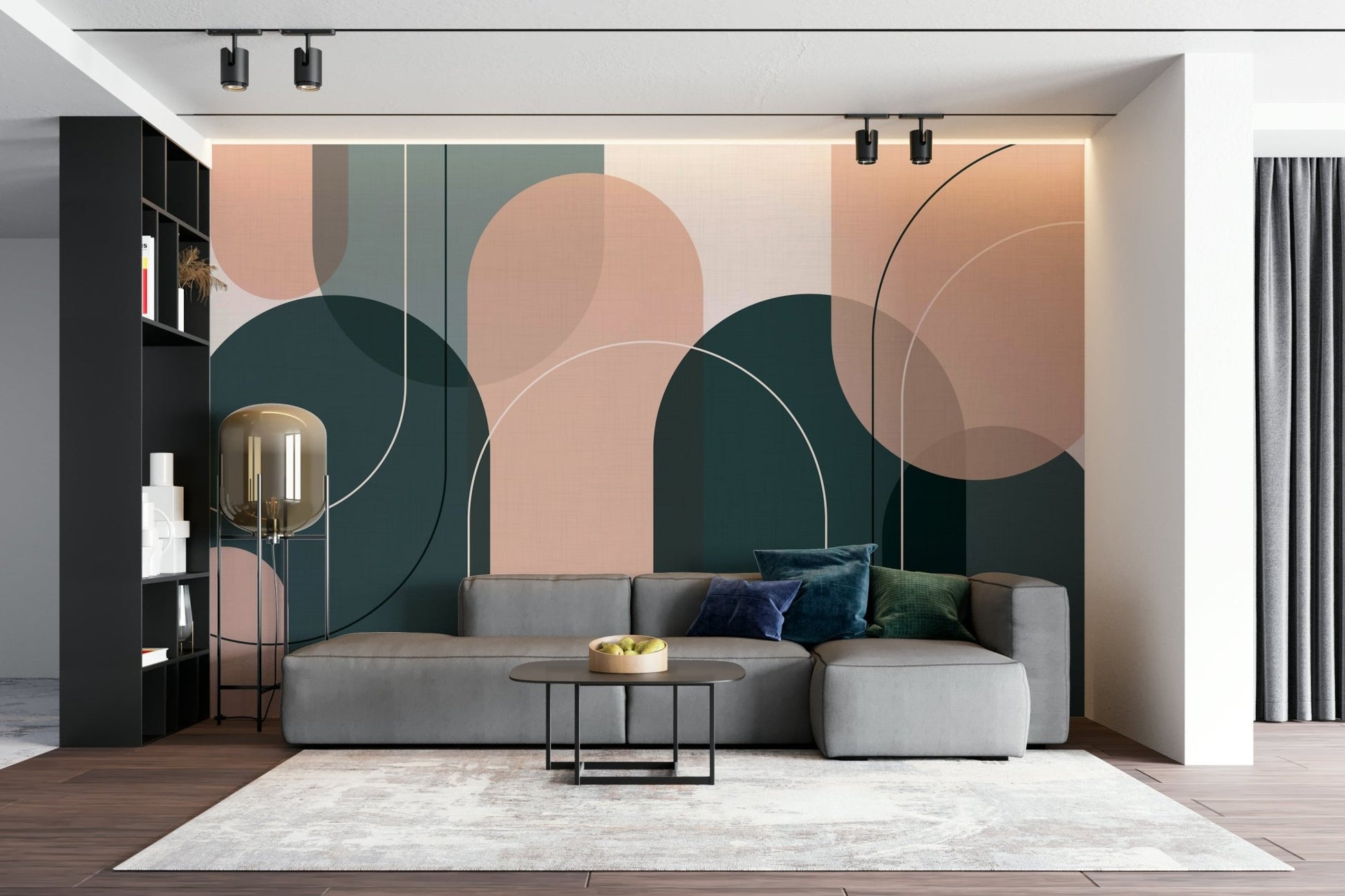 Subtle arch wall mural with soft pastel hues for interiors., GD1806