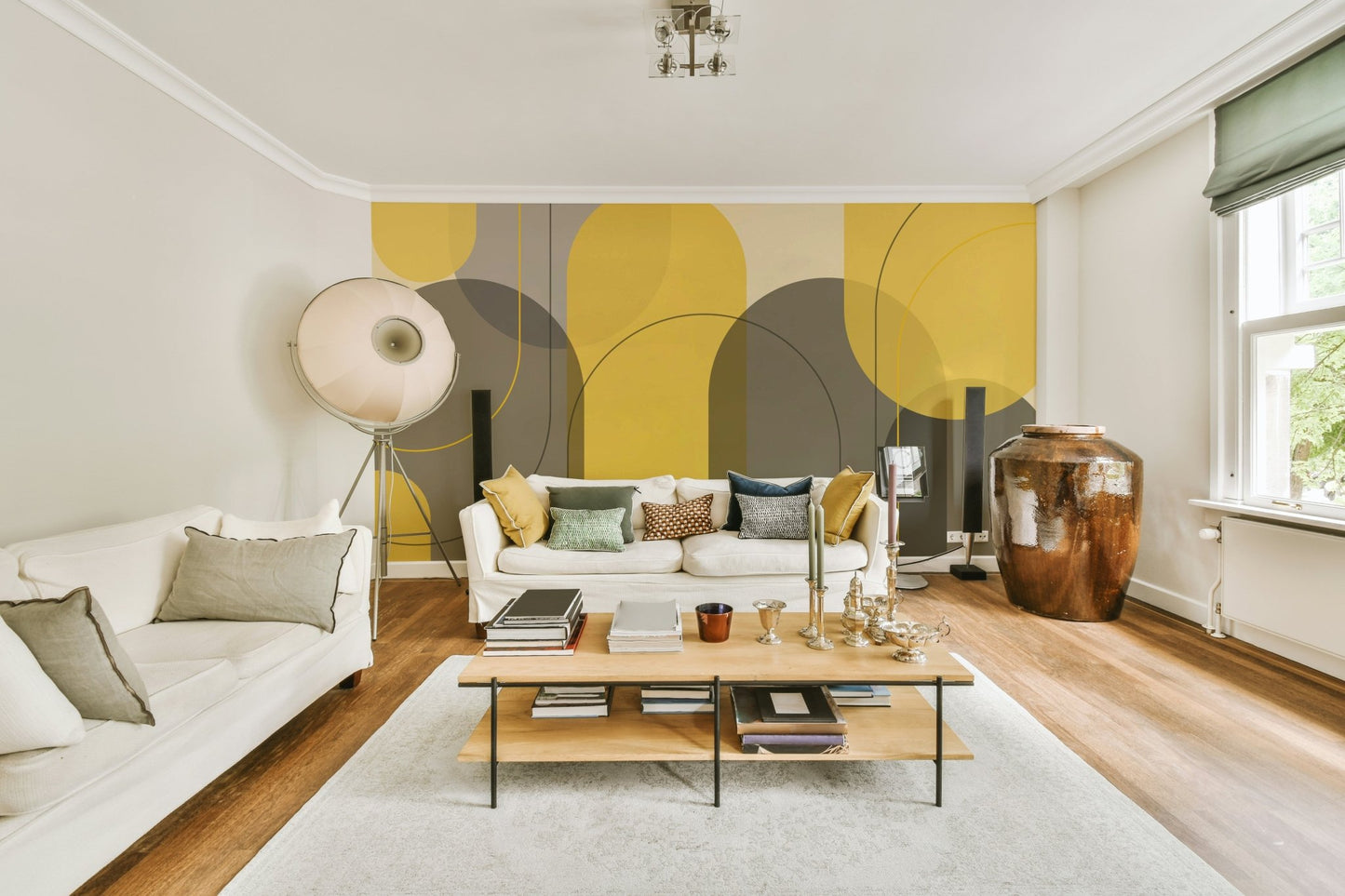 Elegant Arches Taupe Yellow Wall Mural for modern interiors., GD1867