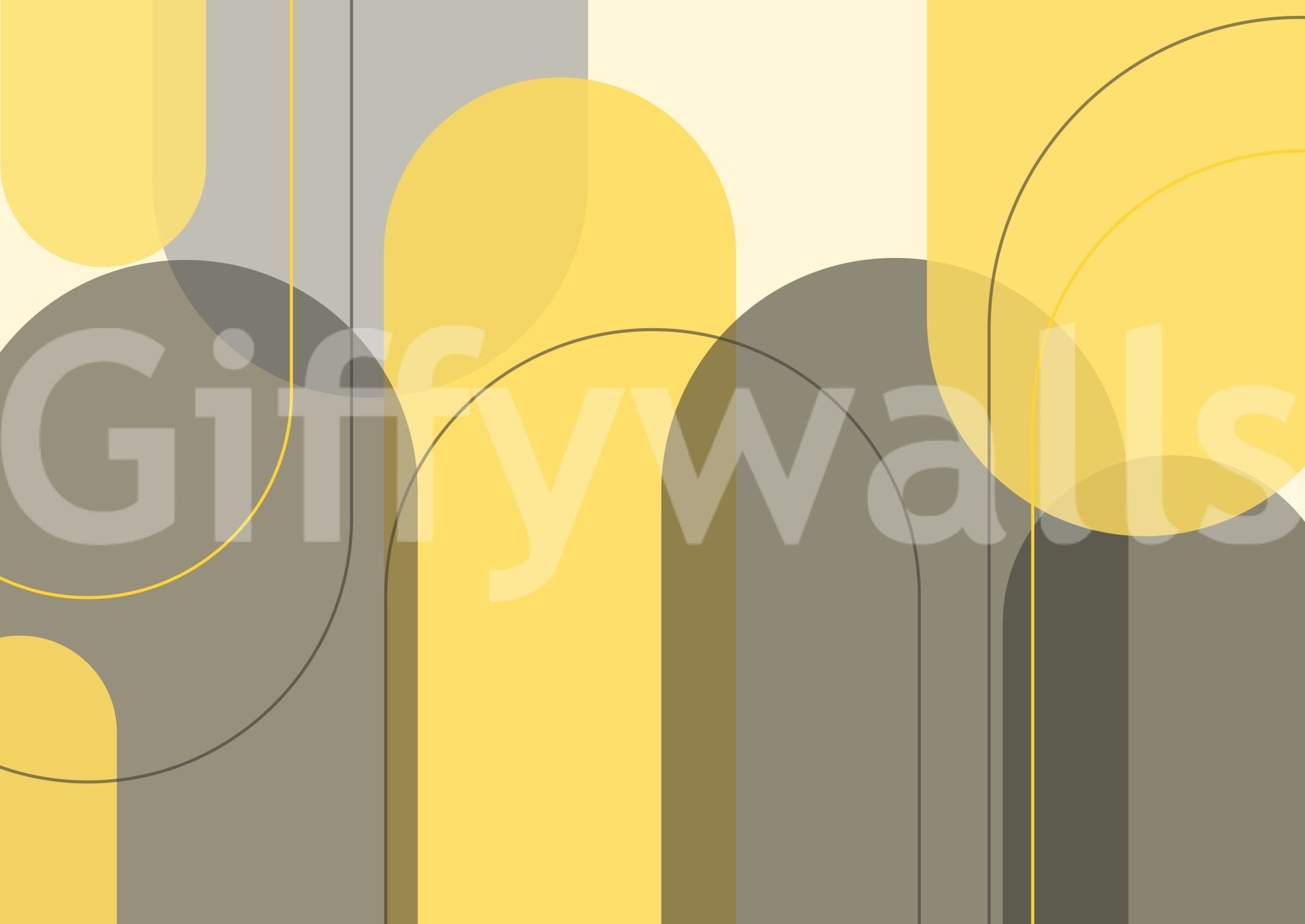 Arched taupe yellow mural for elegant home design., GD1867