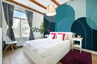 Modern Turquoise Arches Wall Mural Design

