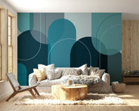 Elegant Arch Mural in Turquoise Shades

