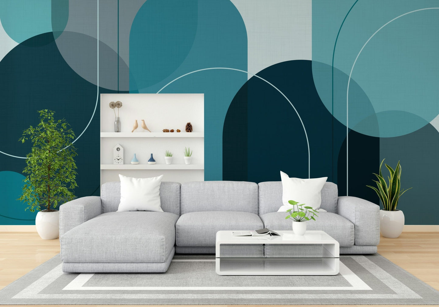 Turquoise Arches Wall Mural for Elegant Rooms

