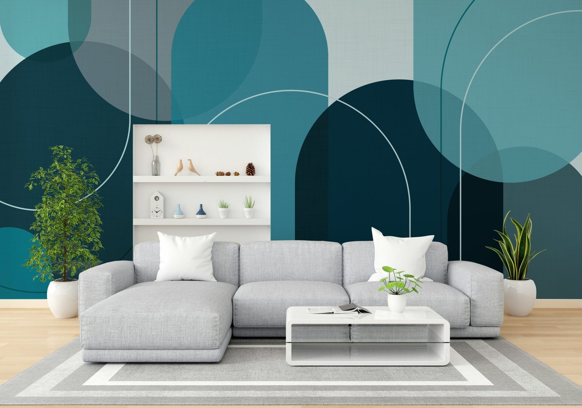 Turquoise Arches Wall Mural for Elegant Rooms

