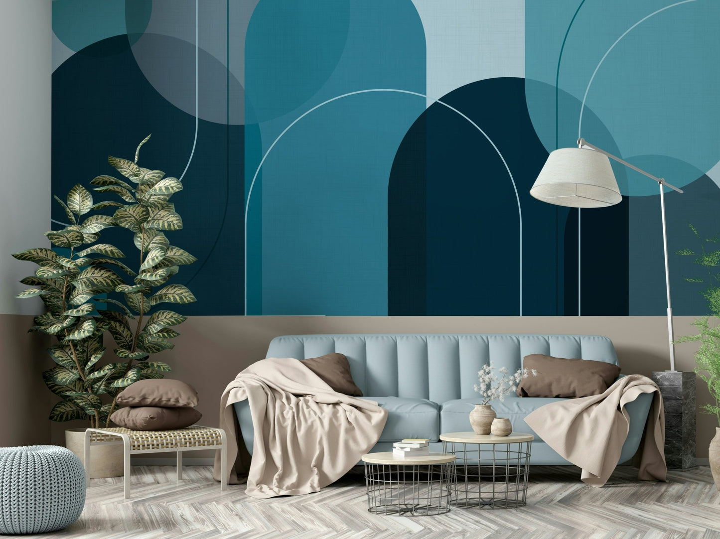 Turquoise Arch Mural for Modern Interiors

