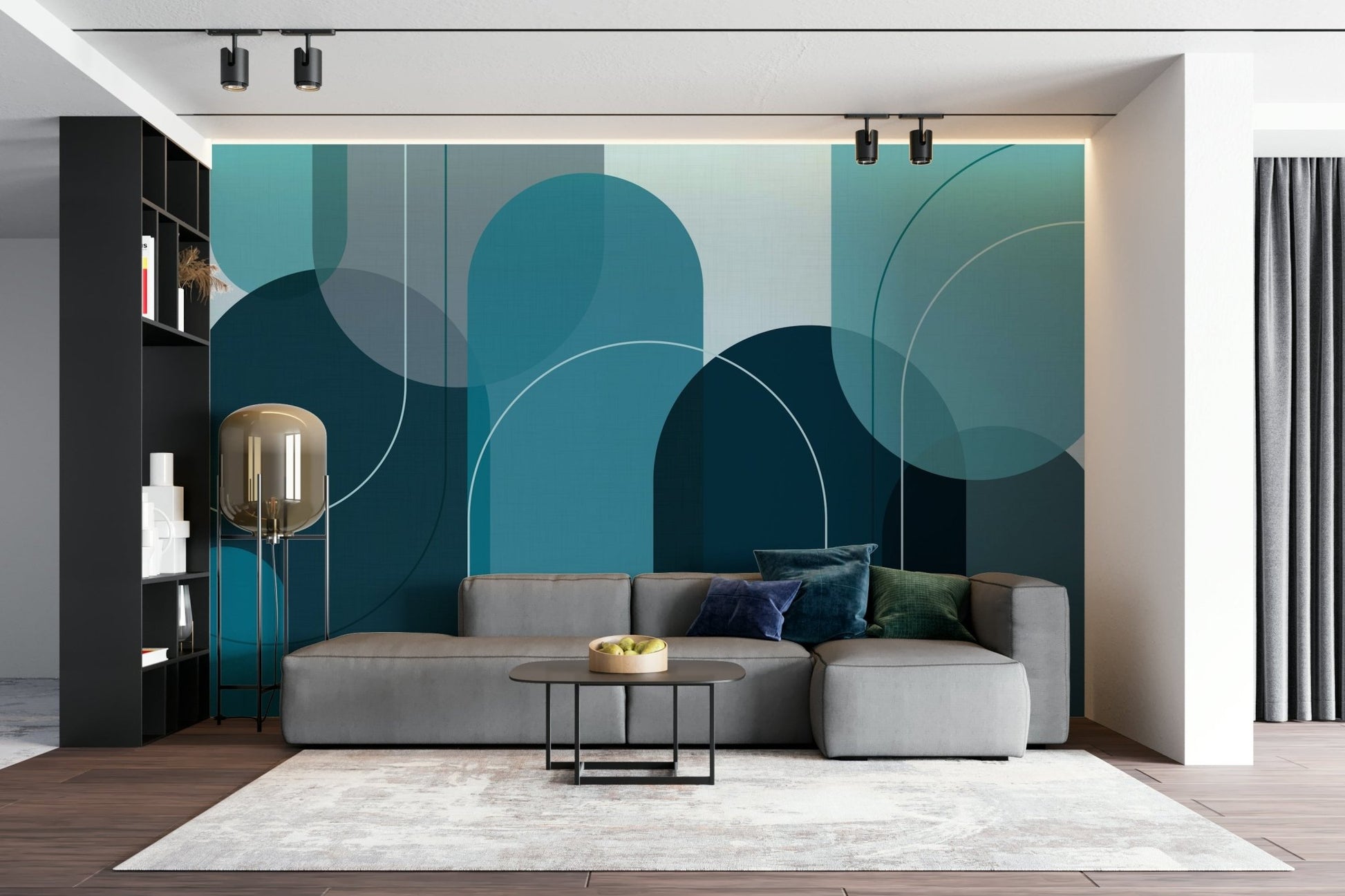 Vibrant Arches Wall Mural in Turquoise Tones

