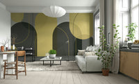 Yellow and grey arch patterns for modern rooms


