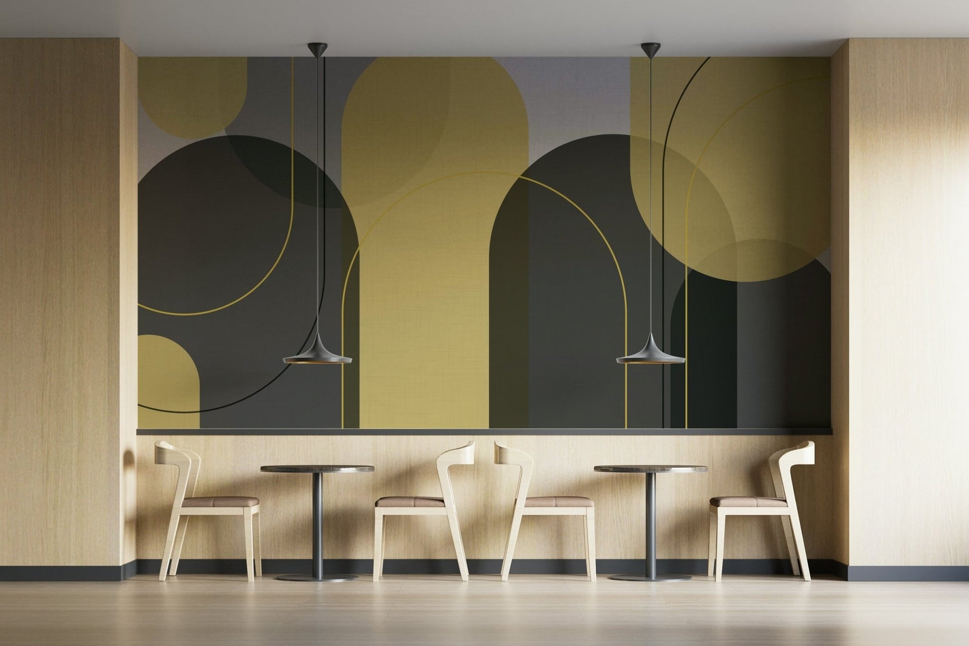 Yellow and grey arches for stylish home interiors

