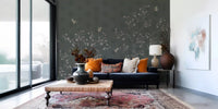 Elegant Avian Bloom Wall Mural shown in a clean, softly lit Living space